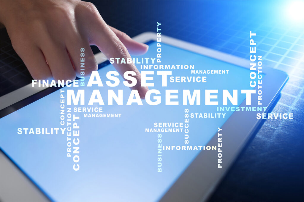 Asset Management On The Virtual Screen. Business Concept. Words